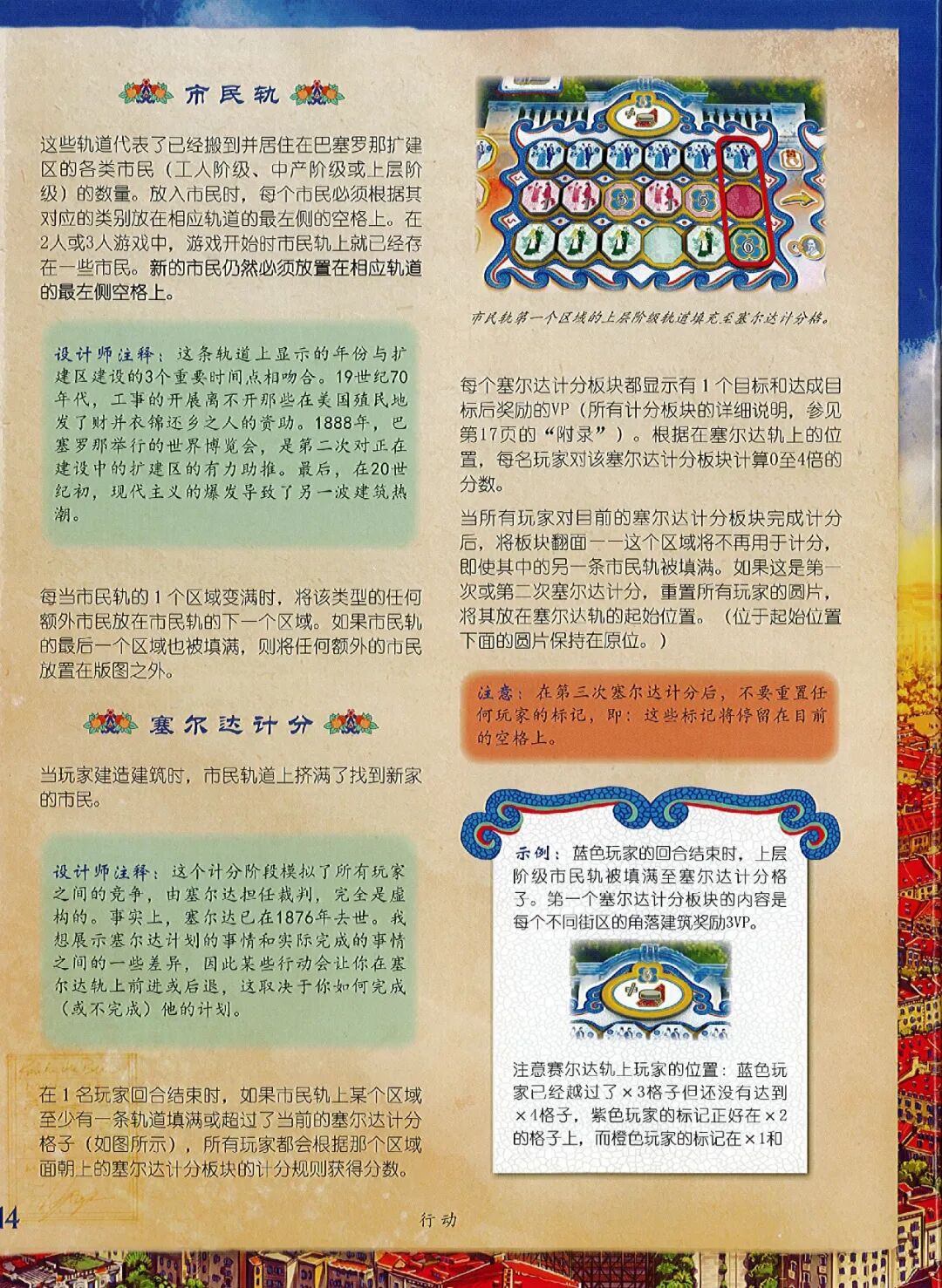 巴塞罗那规则书第 14 页：市民轨与塞尔达计分