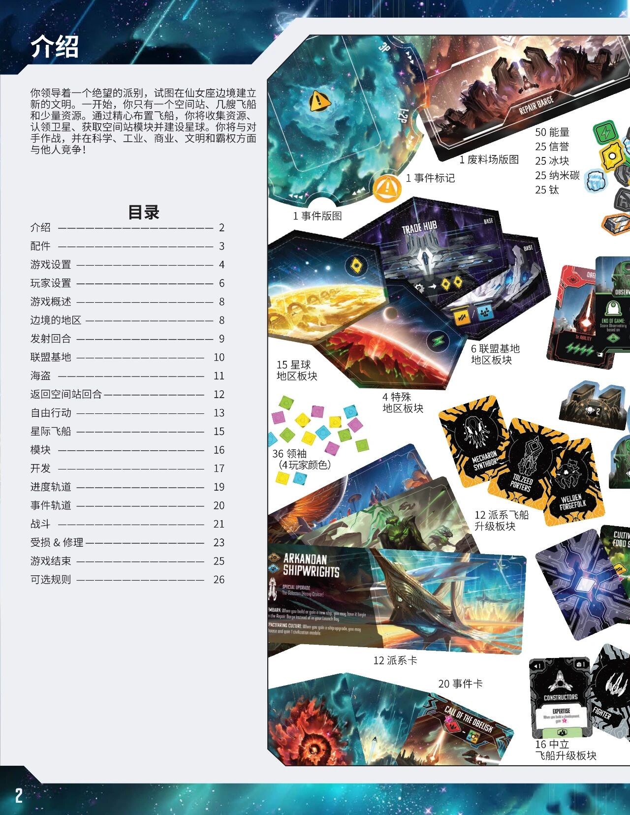 仙女座边境规则书印页 2:介绍、目录与配件预览