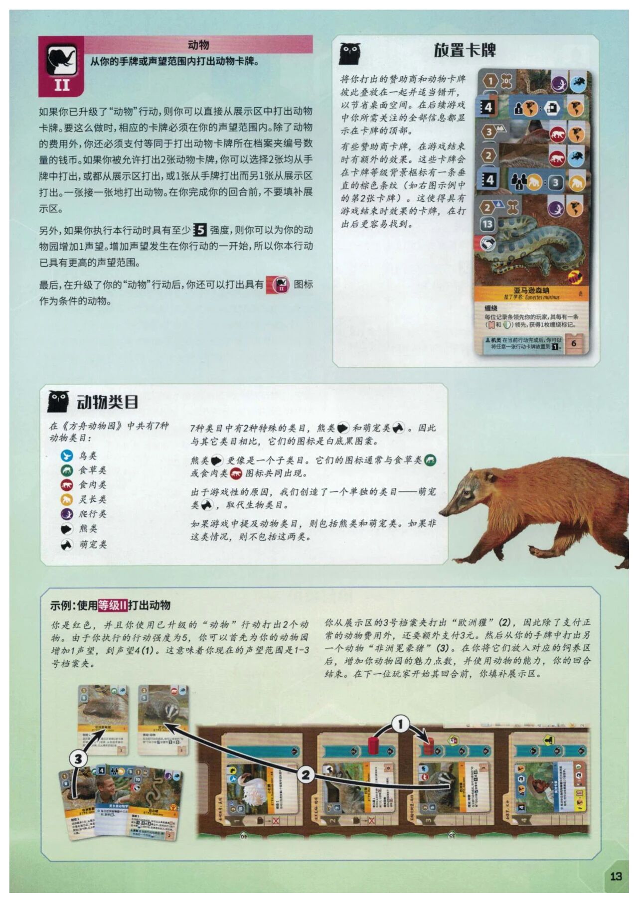 方舟动物园规则书第 13 页扫描图