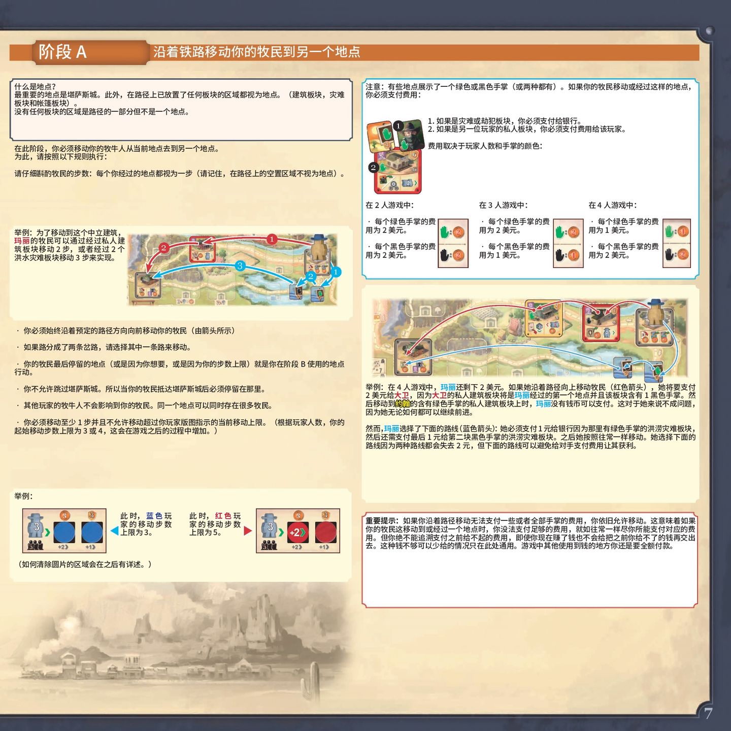 大西部之路规则书第 7 页：阶段 A