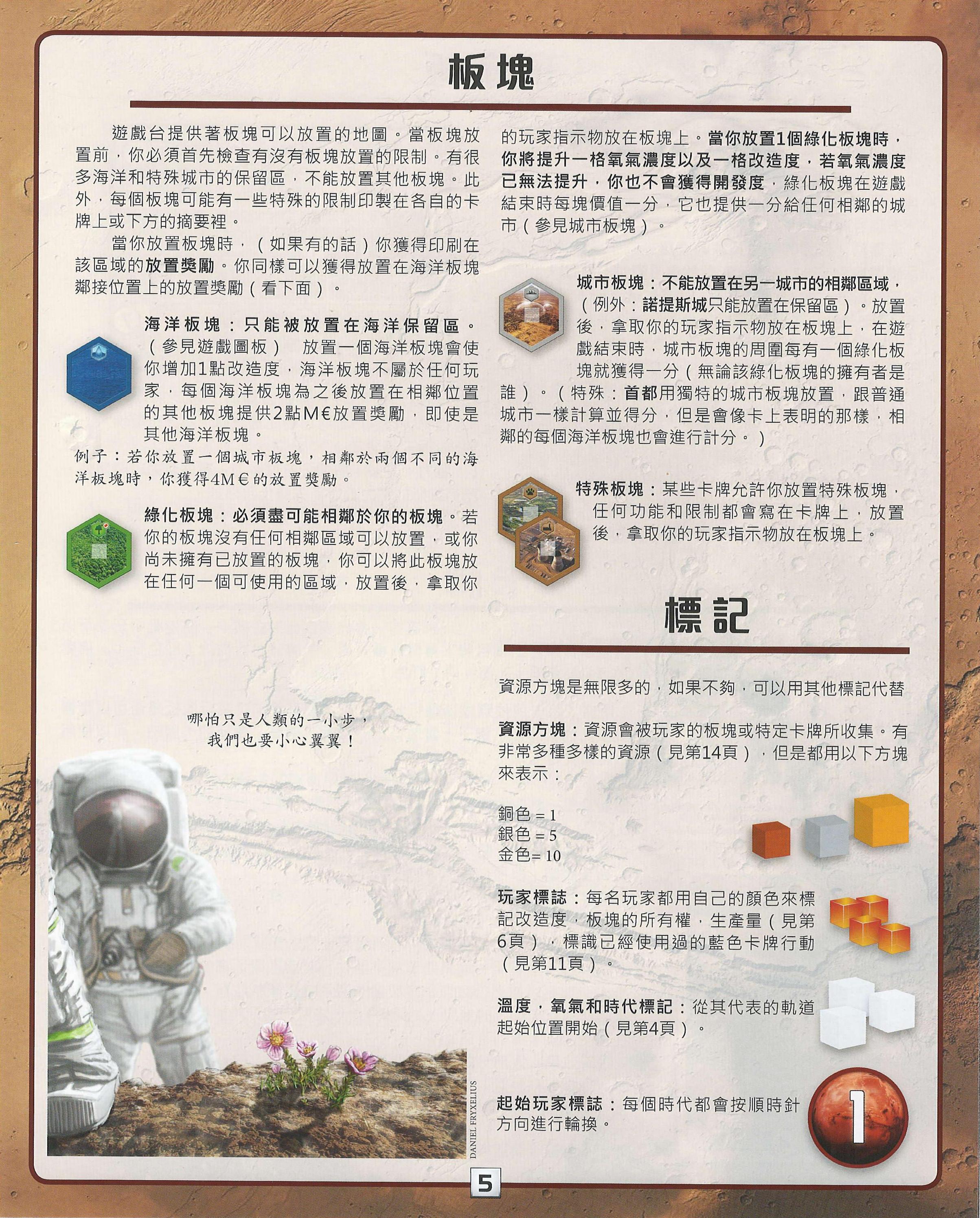 殖民火星规则书第 5 页扫描图