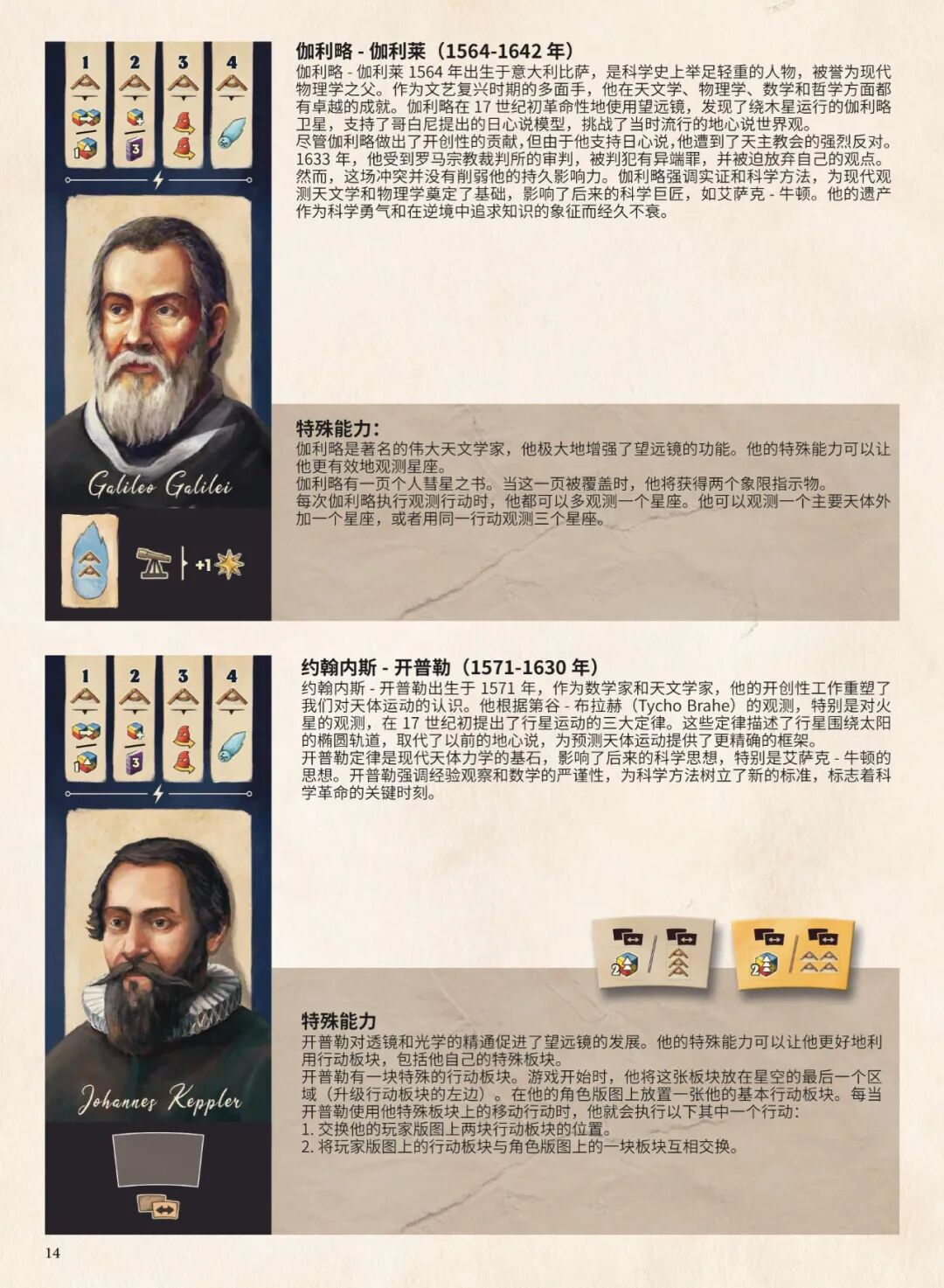 伽利略·伽利莱与约翰内斯·开普勒的角色生平与特殊能力